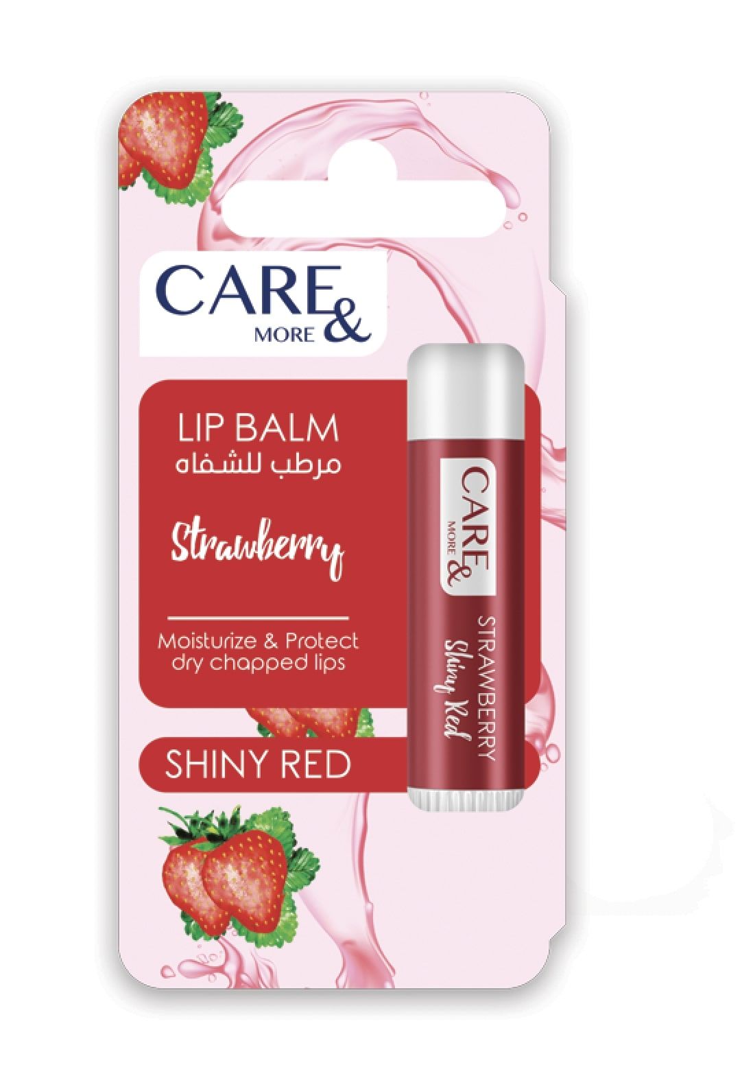 CARE&MORE LIP BALM STRAWBERRY SHINY RED 4 GM