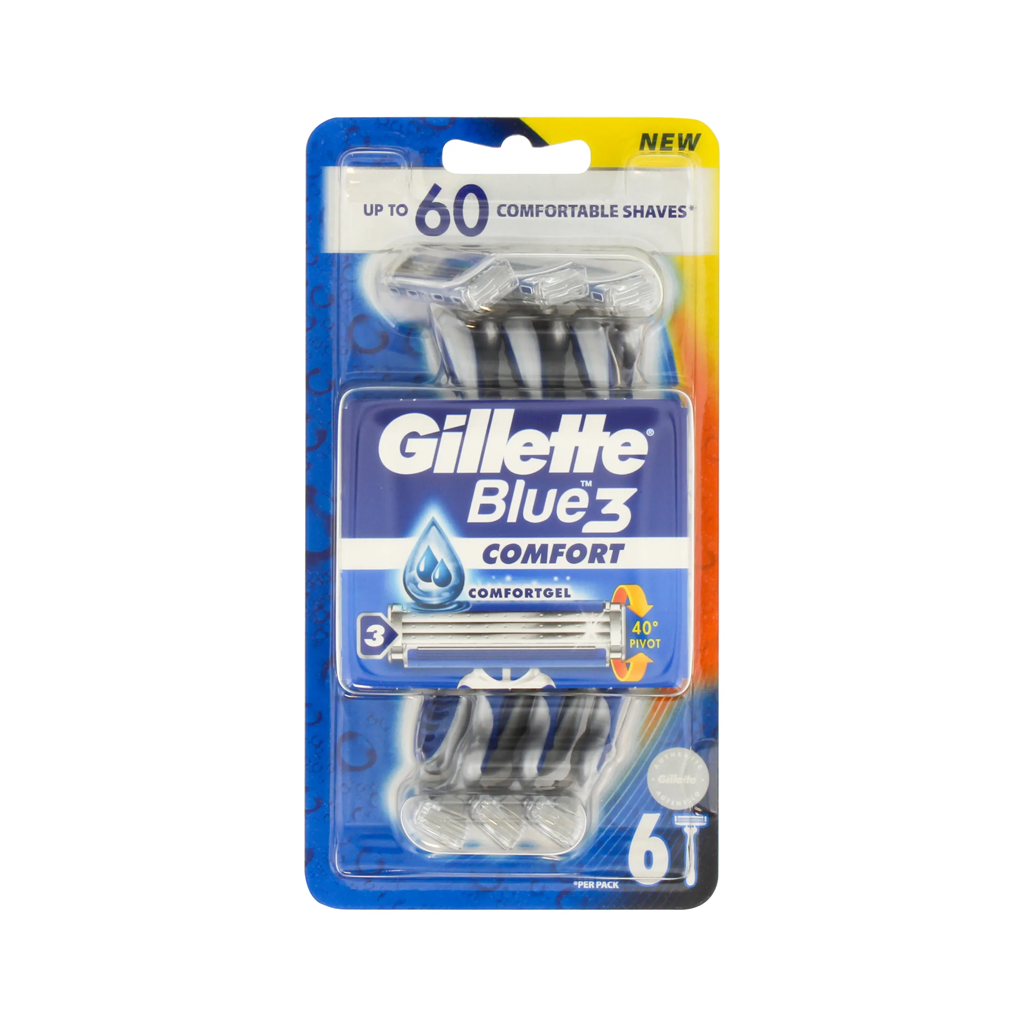 GILLETTE BLUE 3 COMFORT 6 RAZORS