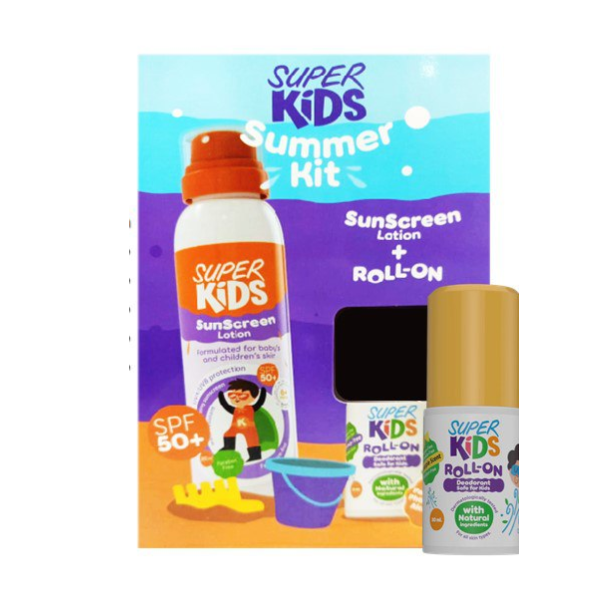 SUPERKIDS SUMMERKIT (ROLL PIEAPPLE+SUN LOTION)