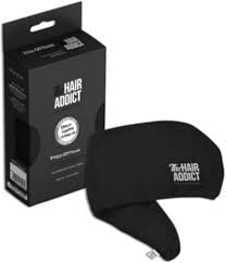 THE HAIR ADDICT FRIZZ OFF TOWEL BLACK WAFFLE-WEAV