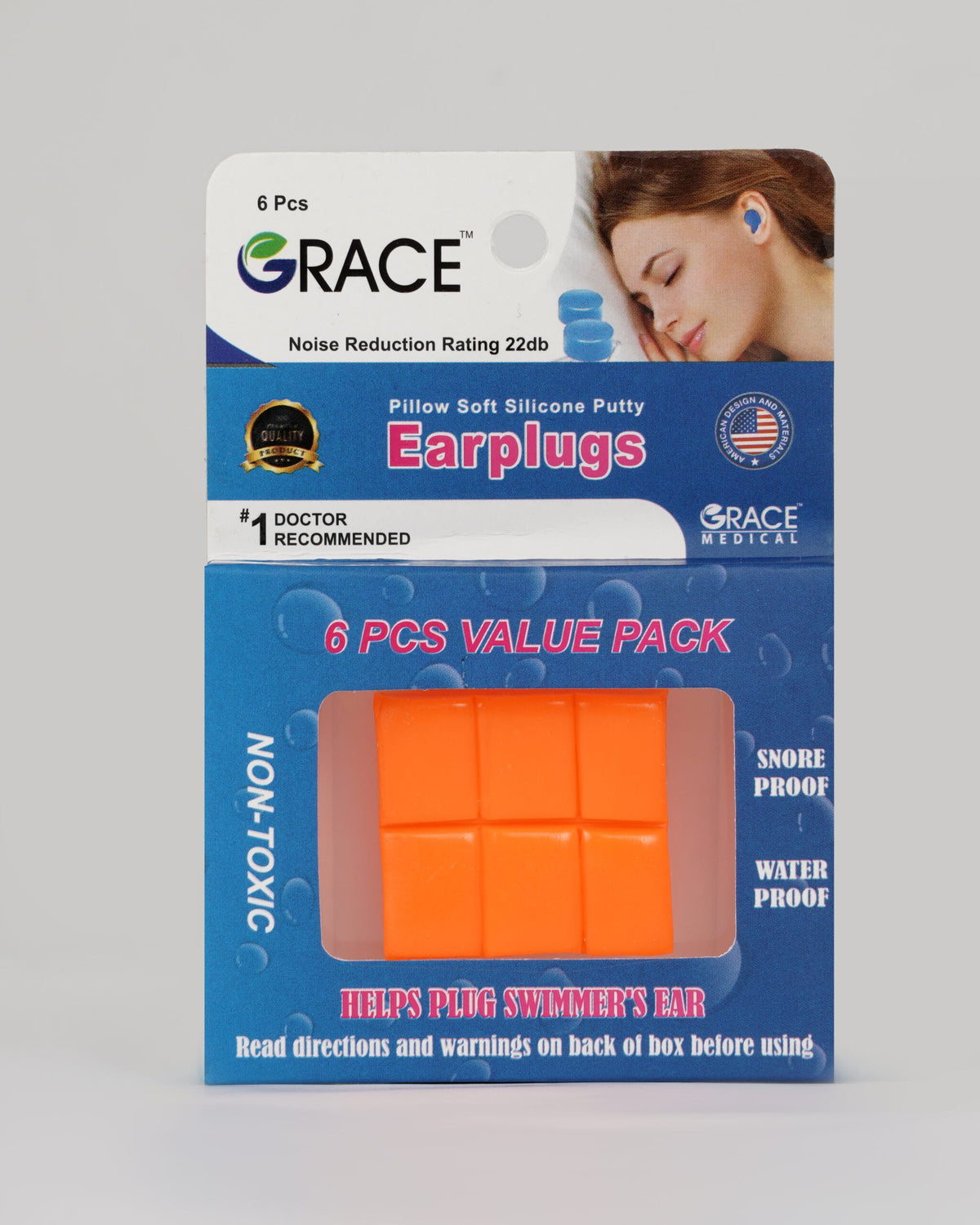 GRACE FLEXIBLE EARPLUGS ADULTS 6PIECES