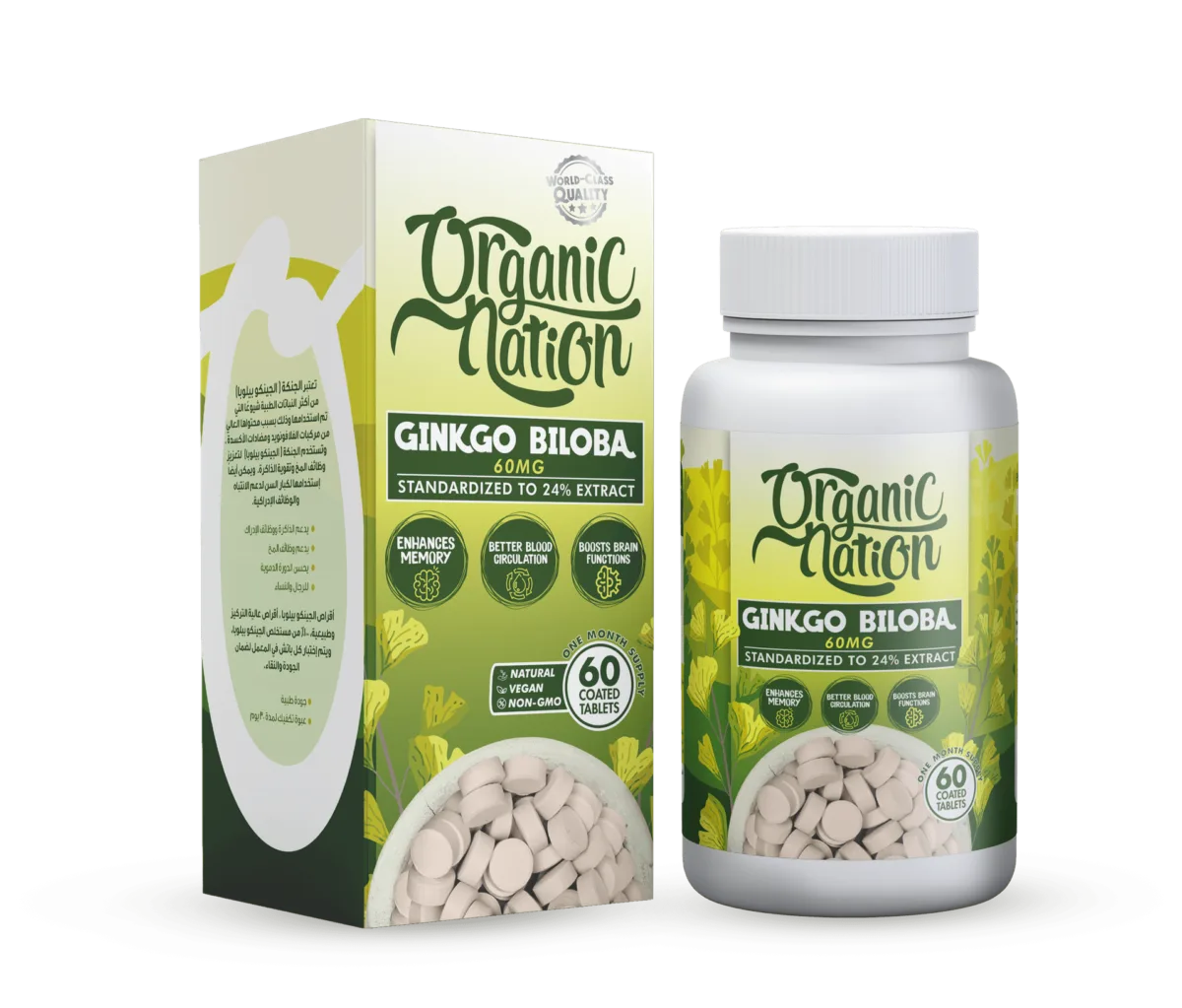 ORGANIC NATION GINKGO BILOBA 60 MG 60 TAB