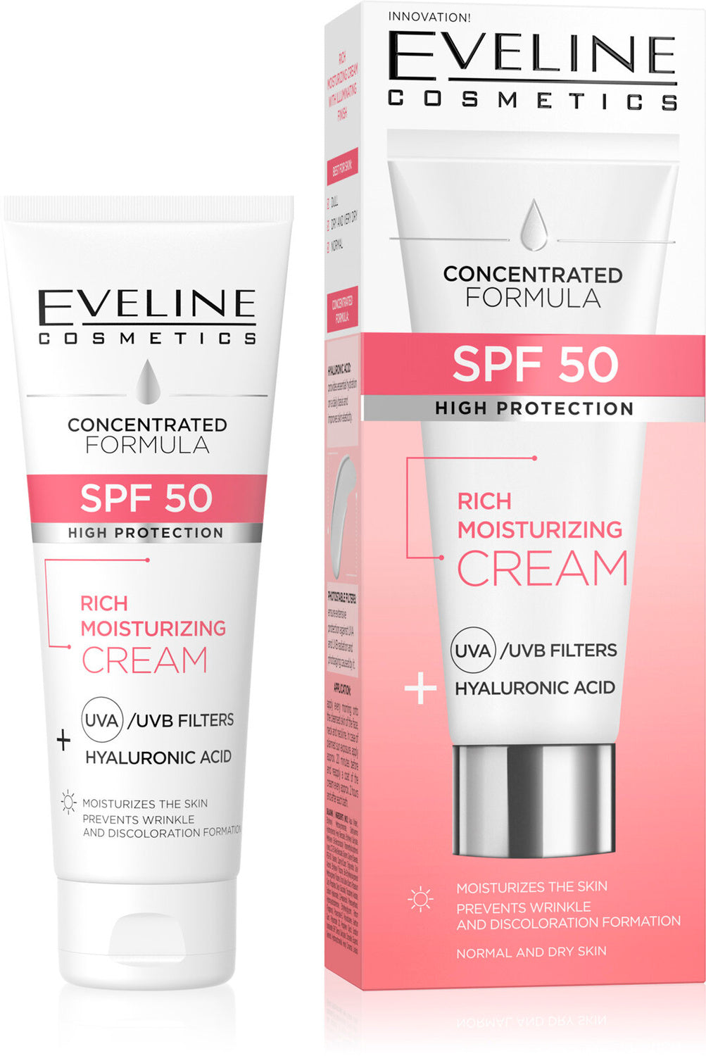 EVELINE MOISTURIZING SPF CREAM SPF50+ 30ML