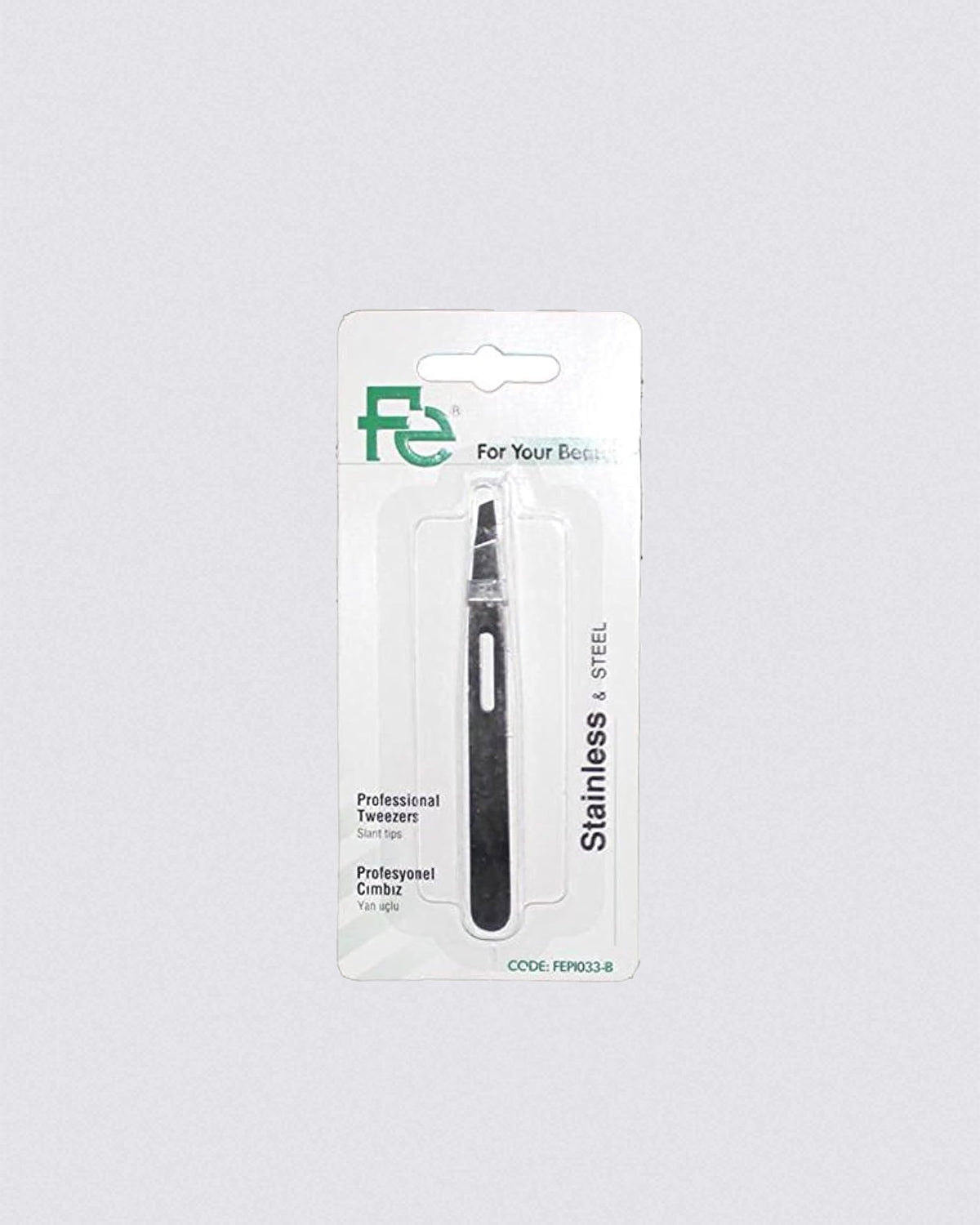FE STAINLESS TWEEZER SLANT TIP (033-B)